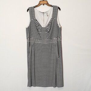 Sophia CHRISTINA Black/White Striped Sleeveless Sheath Dress; Size 22W